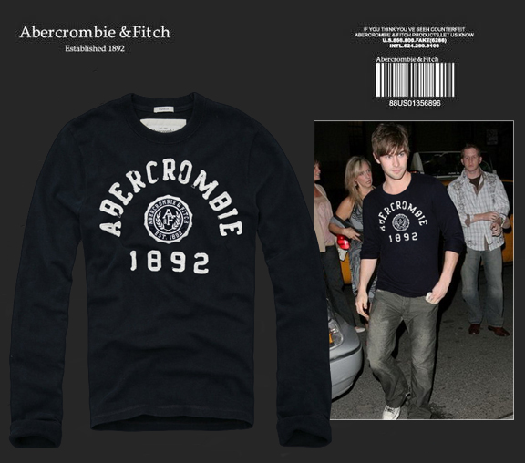 Abercrombie Fitch Hombres De Cuello Redondo Con Gente Fotos Largo Remera AF6110
